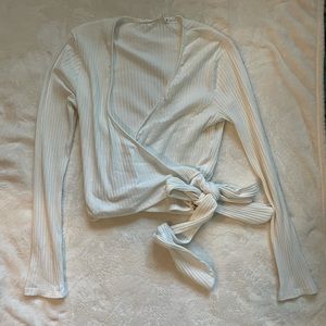 Lush white long sleeve crossbody top